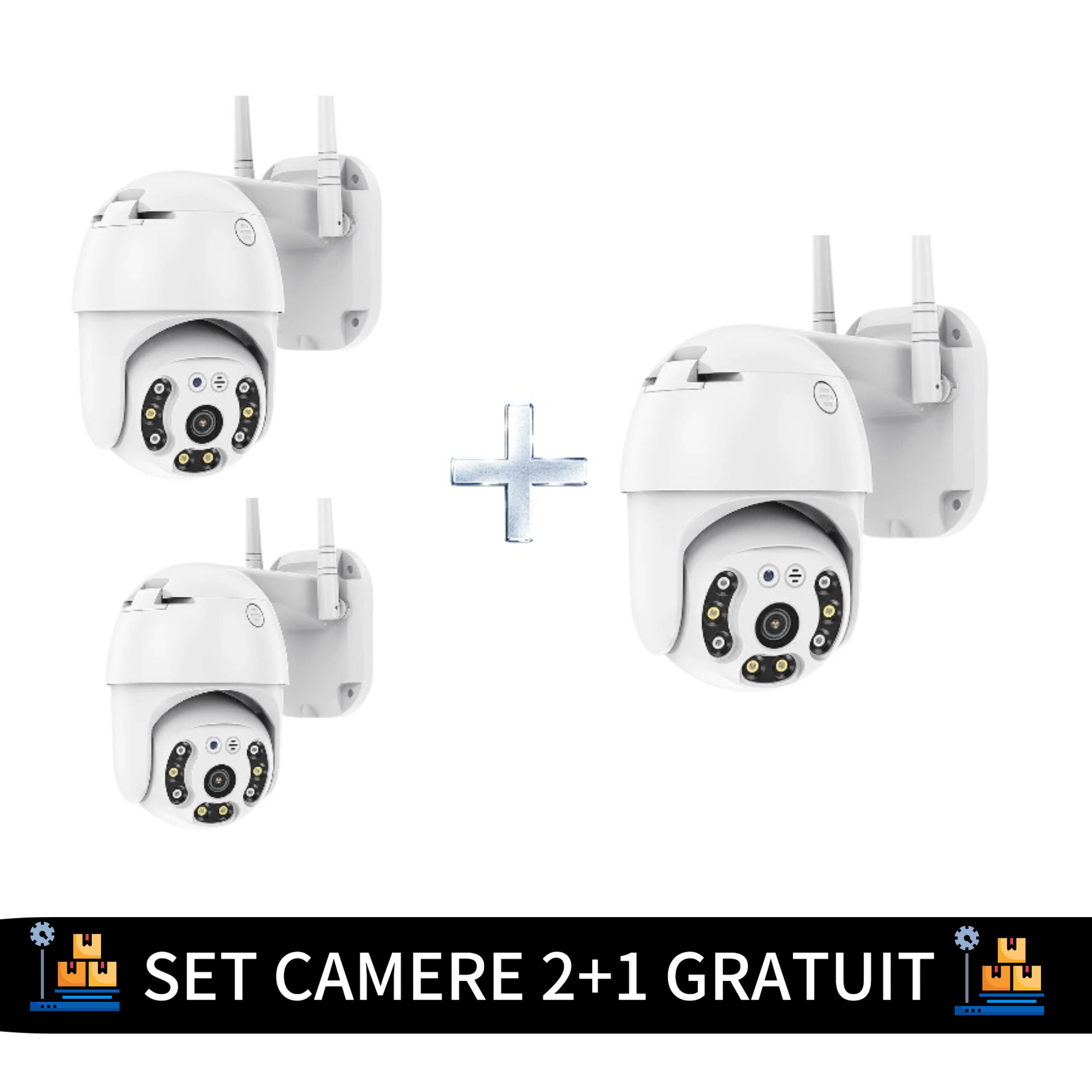 SET X3 CAMERE DE SUPRAVEGHERE WIFI, 5MP, FULL HD, VEDERE COLOR NOAPTEA, MICRO SD , ROTIRE 360, DETECTIE FORMA UMANA