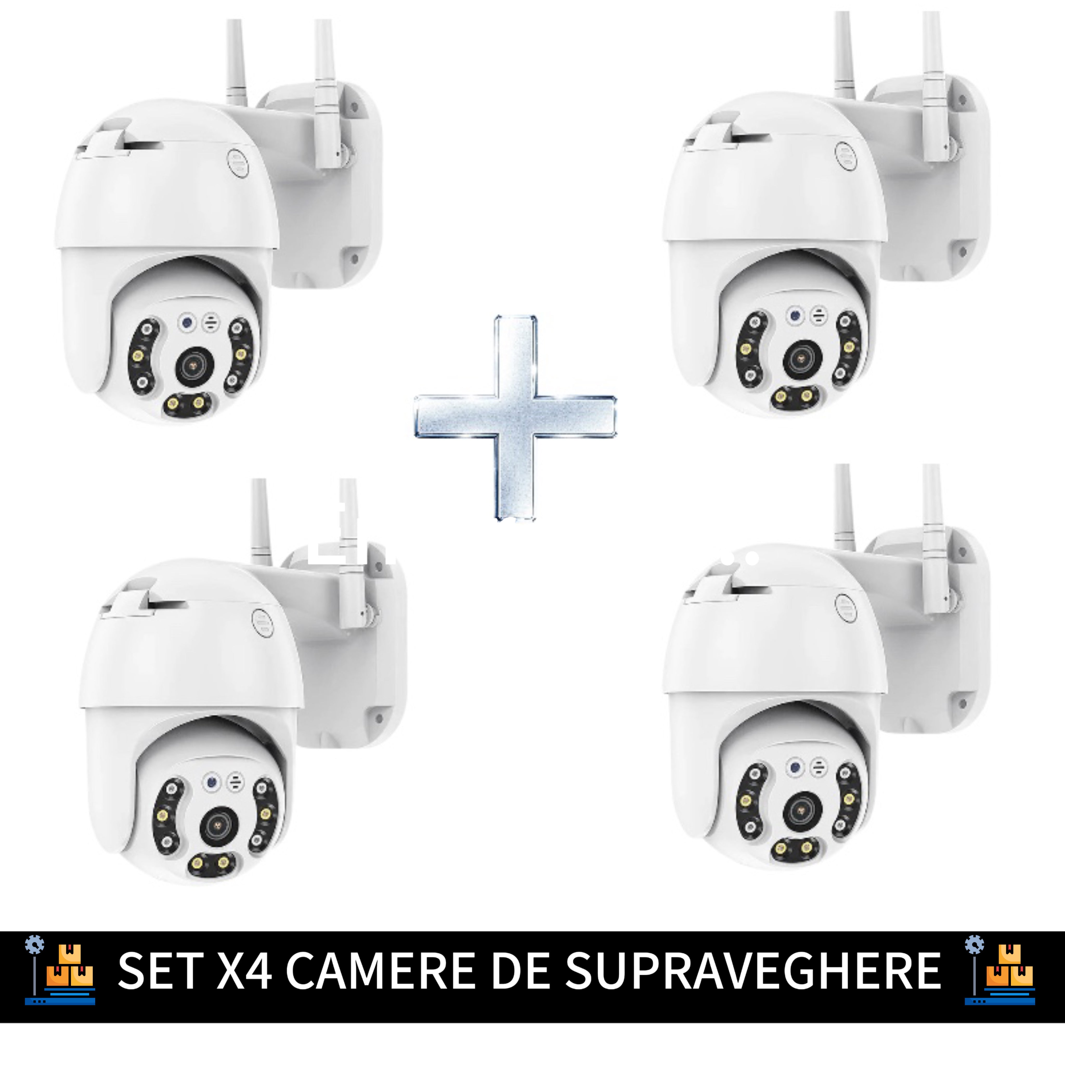 SET X4 CAMERE DE SUPRAVEGHERE WIFI, 5MP, FULL HD, VEDERE COLOR NOAPTEA, MICRO SD , ROTIRE 360, DETECTIE FORMA UMANA