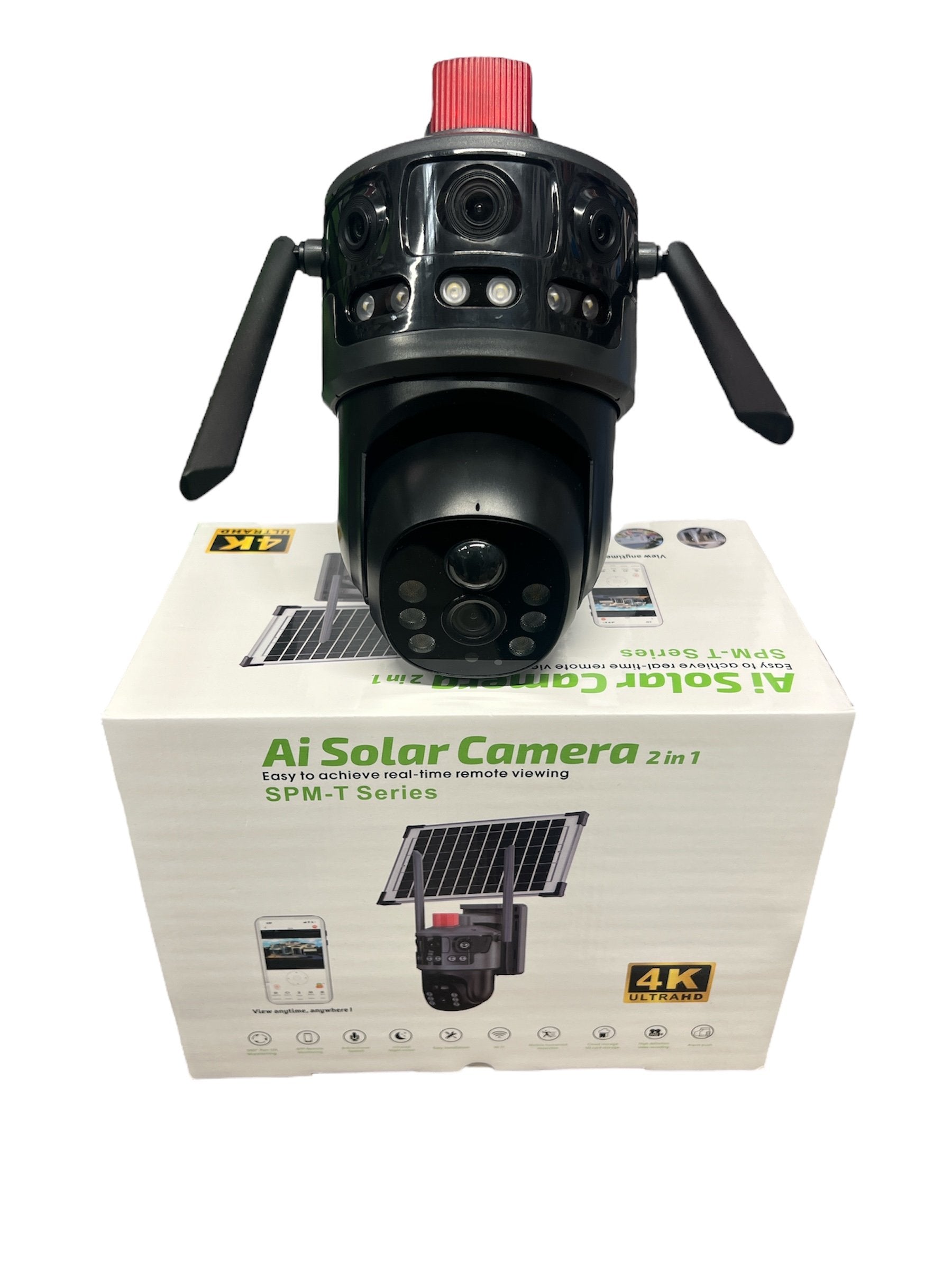 Camera de supraveghere Video CCTV cu vedere tripla, Panou solar