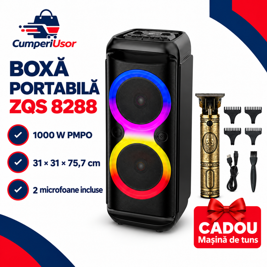 Boxă pentru Party Sing-E ZQS8288 1000W cu 2 Microfoane+CADOU – dimensiuni și cadou inclus