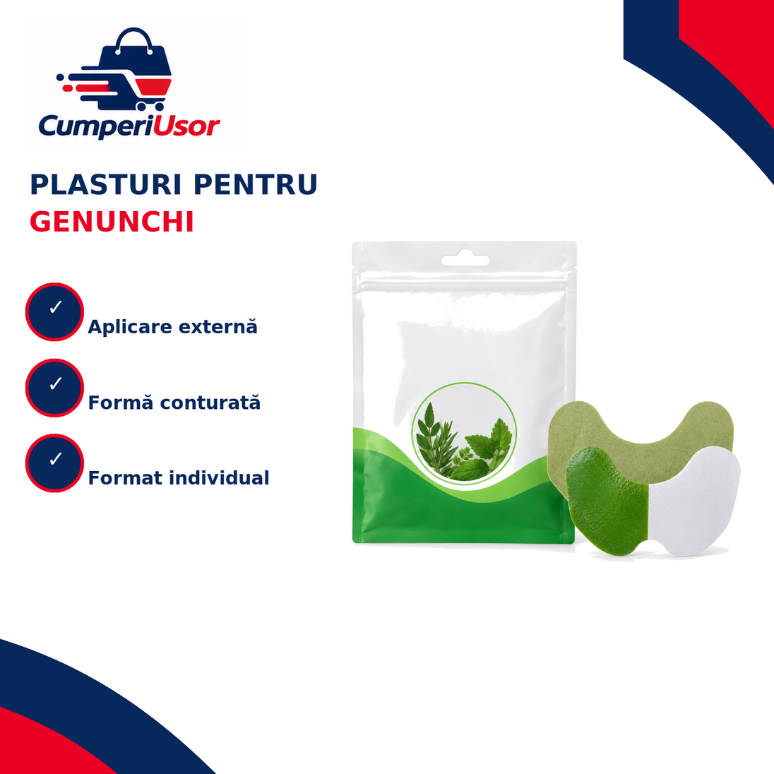 Plasturi pentru genunchi, formă conturată – CumperiUsor