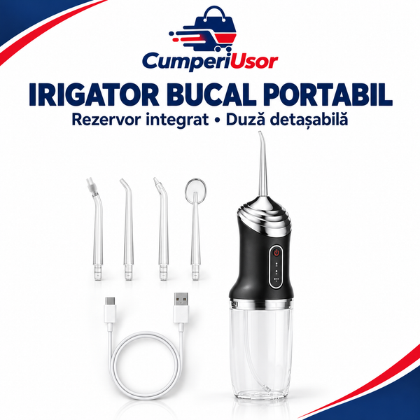Irigator bucal portabil, cu rezervor integrat