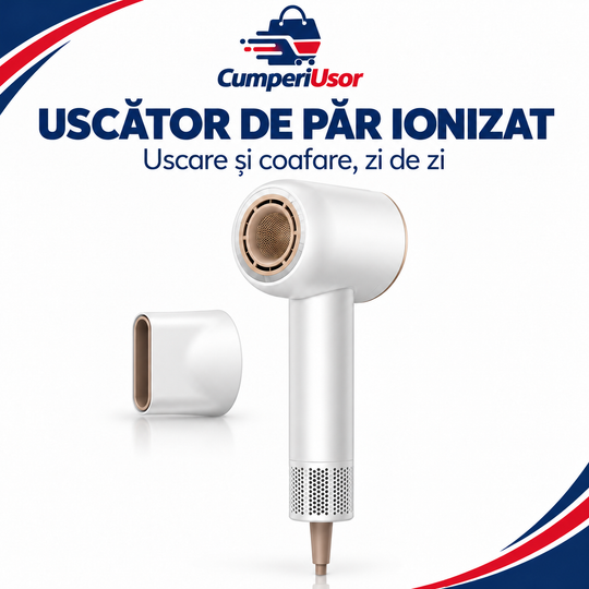 Uscător de păr ionizat, cu duză pentru coafare