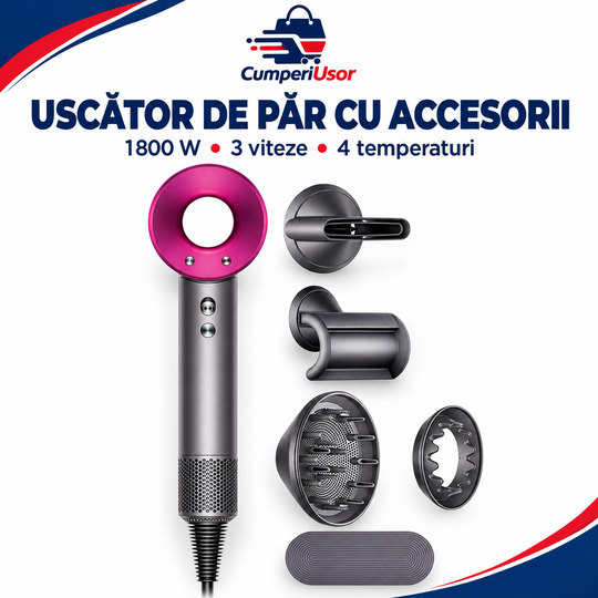 Uscător de păr ionizat, 1800 W, cu accesorii